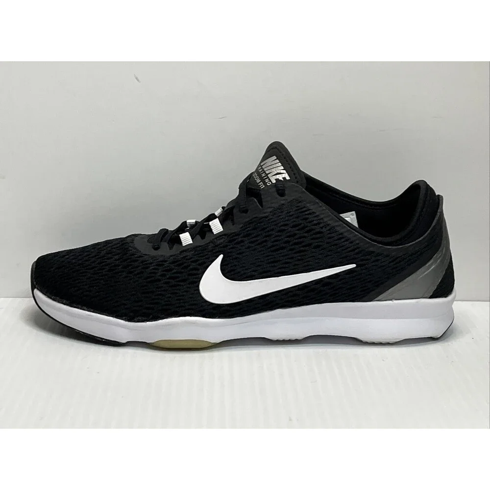 NIKE WOMENS Size 9 ZOOM FIT TRAINING SHOES BLACK/WHITE 704658-002 Excellent